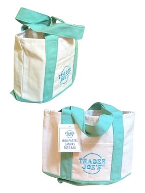 Trader Joe’s Reusable Mini Pastel Canvas Eco Tote Bag Heavy Duty Bag Brand NEW
